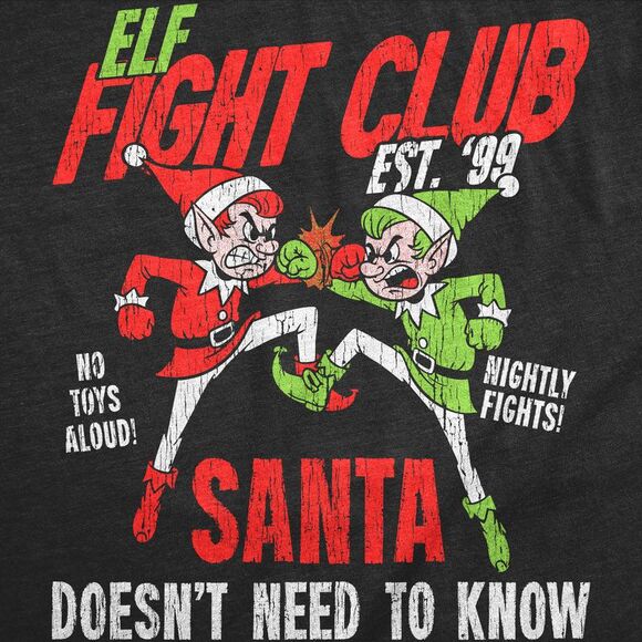 Mens Funny T Shirts Elf Fight Club Sarcastic Christmas Graphic Novelty Tee For - Picture 2 of 4